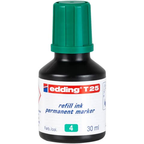 Inchiostro permanente per ricarica edding T 25 verde - 30 ml E-T25 004